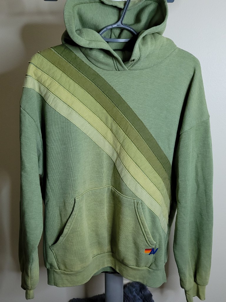 Aviator Nation Cross Stripe Relaxed Pullover Hoodie In Jungle Green